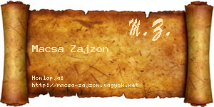 Macsa Zajzon névjegykártya